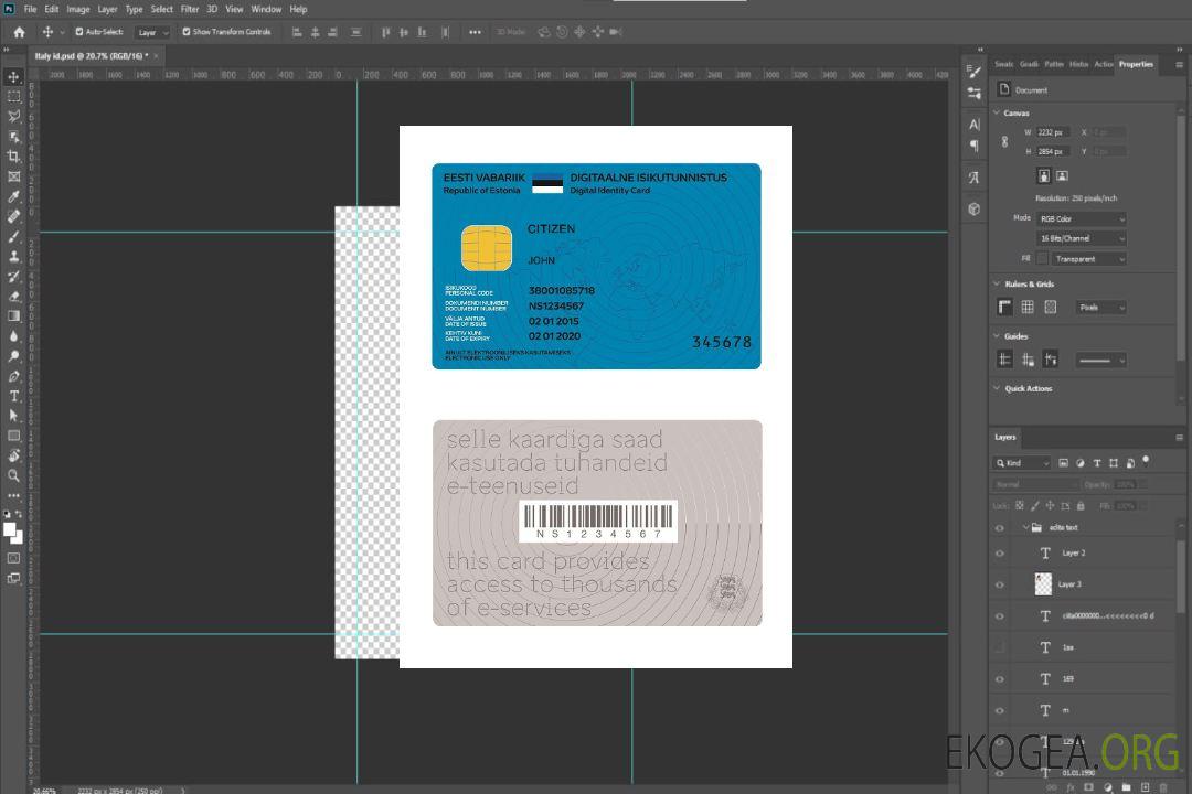 Carte d'identité numérique d'Estonie 2018-présent template Carte d'identité numérique d'Estonie 2018-présent template